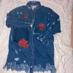 Zara distressed Oversized Jean Jacket dress